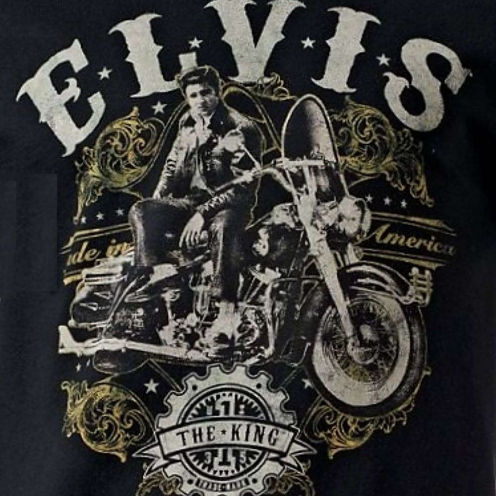 Elvis Presley The King of Rock Logo Official T-Shirt LT B&T runs bigger NWT - Picture 2 of 2